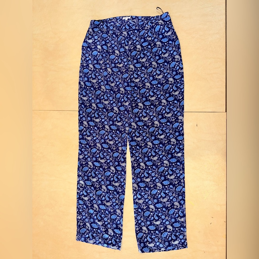 Manoush Women’s Silk Blue Paisley Print Pants